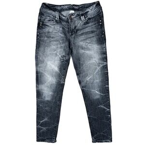 Punk Rock Hang Ten Skinny Jeans Womens‎ Size 5 Blue Acid Wash Studded
